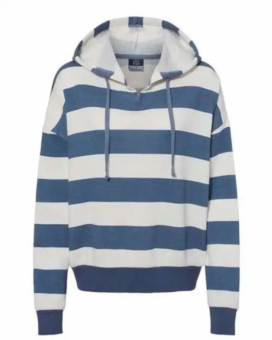 Sweatshirts & Fleece * Mv Sport Women'S Striped Fleece Boxy Hooded Sweatshirt