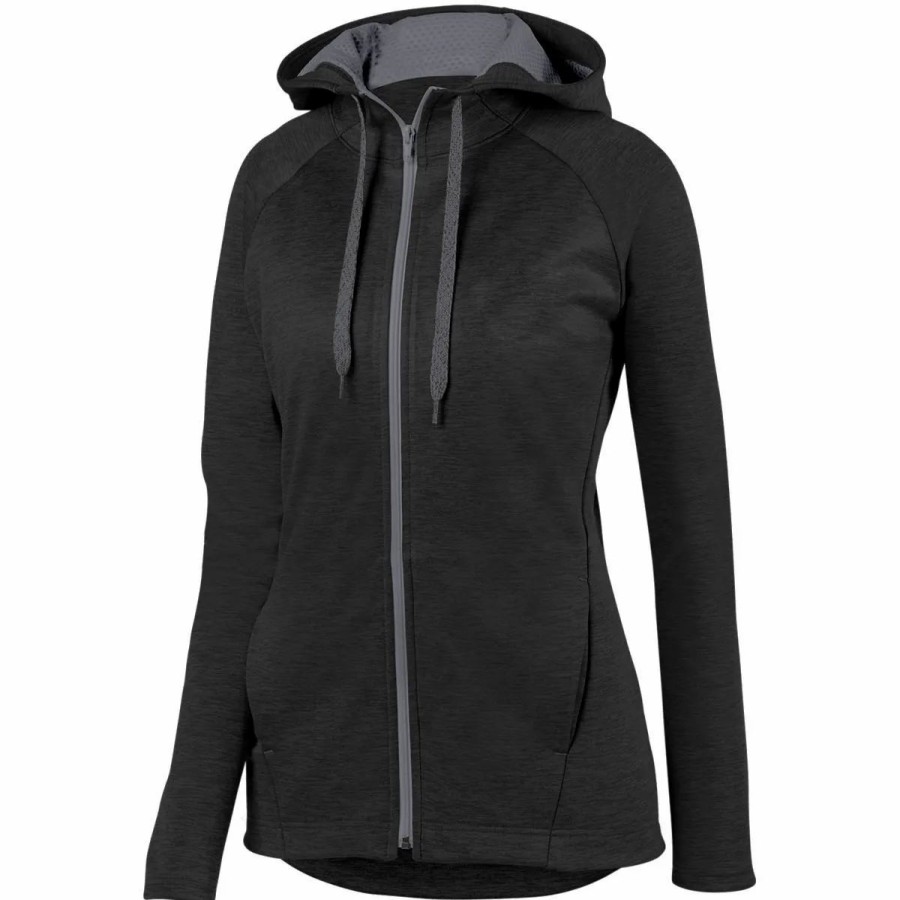 Sweatshirts & Fleece * Augusta Women'S Zoe Tonal Heather Full Zip Hoodie