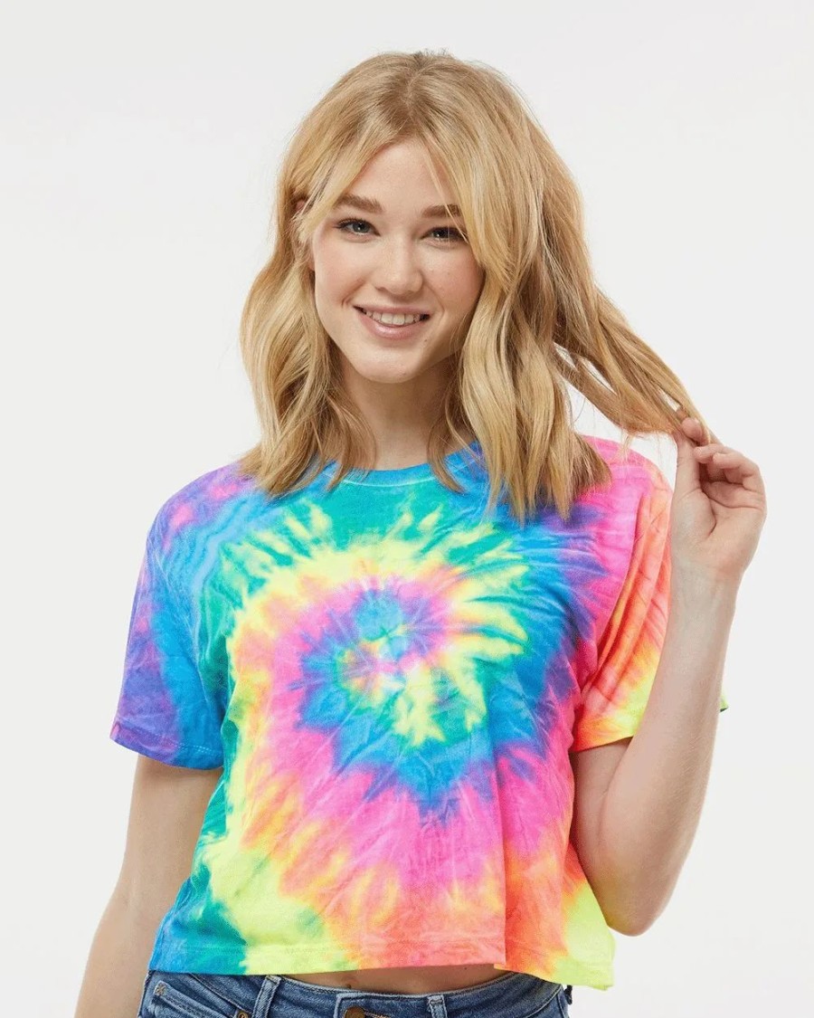 Shirts & Tops * Colortone Women'S Tie-Dyed Crop T-Shirt