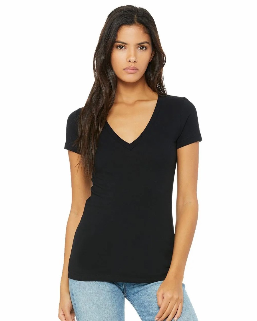 Shirts & Tops * Bella + Canvas Women'S Jersey Deep V-Neck Tee