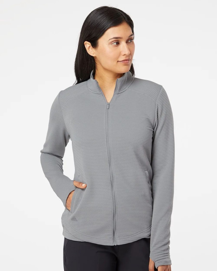 Sweatshirts & Fleece * Adidas Women'S Textured Full-Zip Jacket