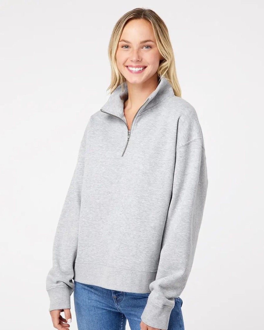 Sweatshirts & Fleece * Mv Sport Women'S Sueded Fleece Quarter-Zip Sweatshirt