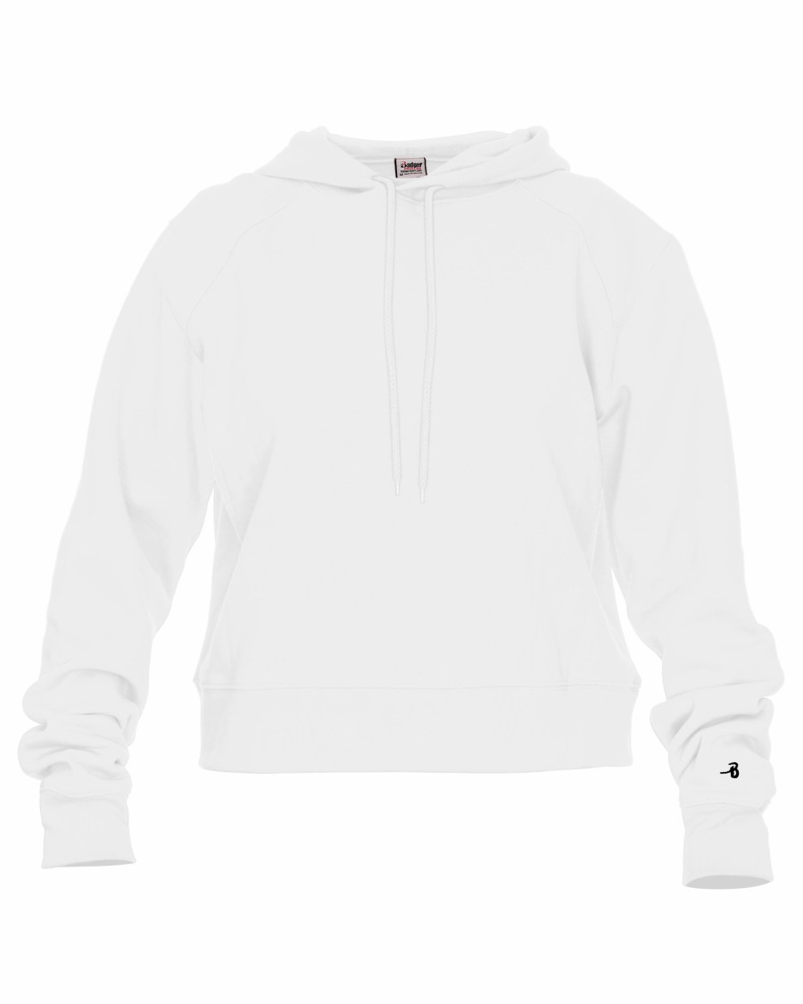 Sweatshirts & Fleece * Badger Women'S Athletic Fleece Crop Hood White