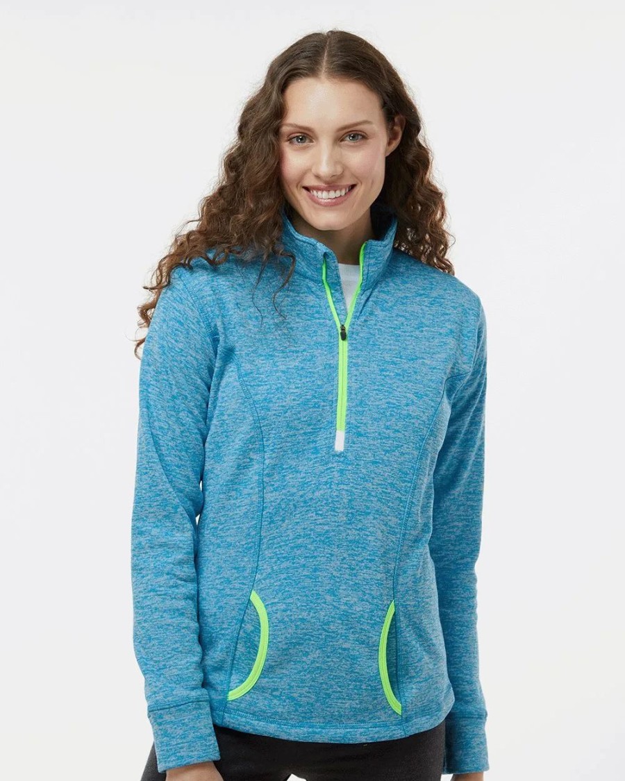 Jackets & Vests * J. America Women'S Cosmic Fleece Quarter-Zip Pullover