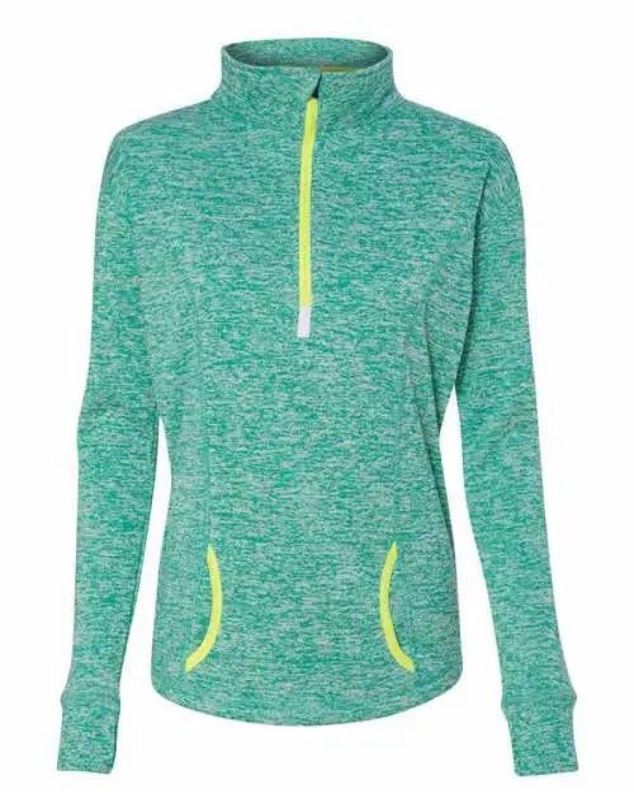 Jackets & Vests * J. America Women'S Cosmic Fleece Quarter-Zip Pullover