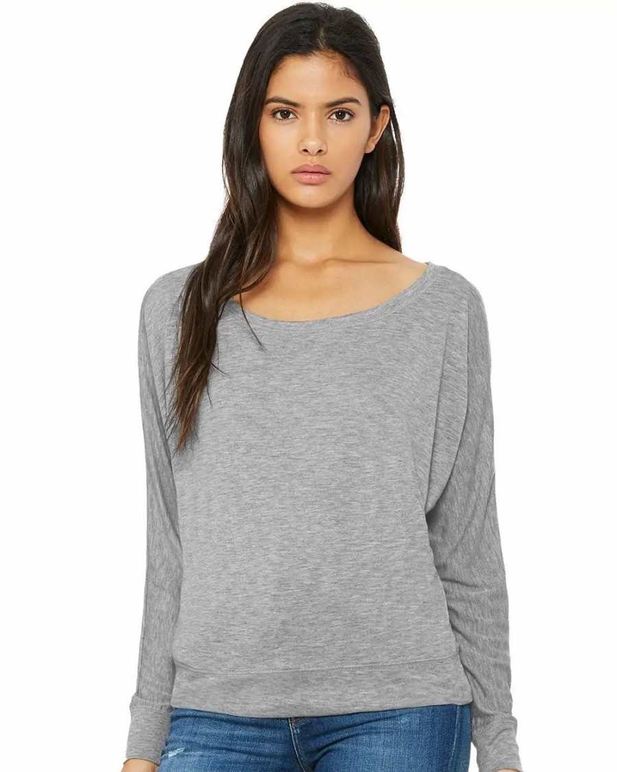 Shirts & Tops * Bella + Canvas Women'S Flowy Off Shoulder Long Sleeve Tee