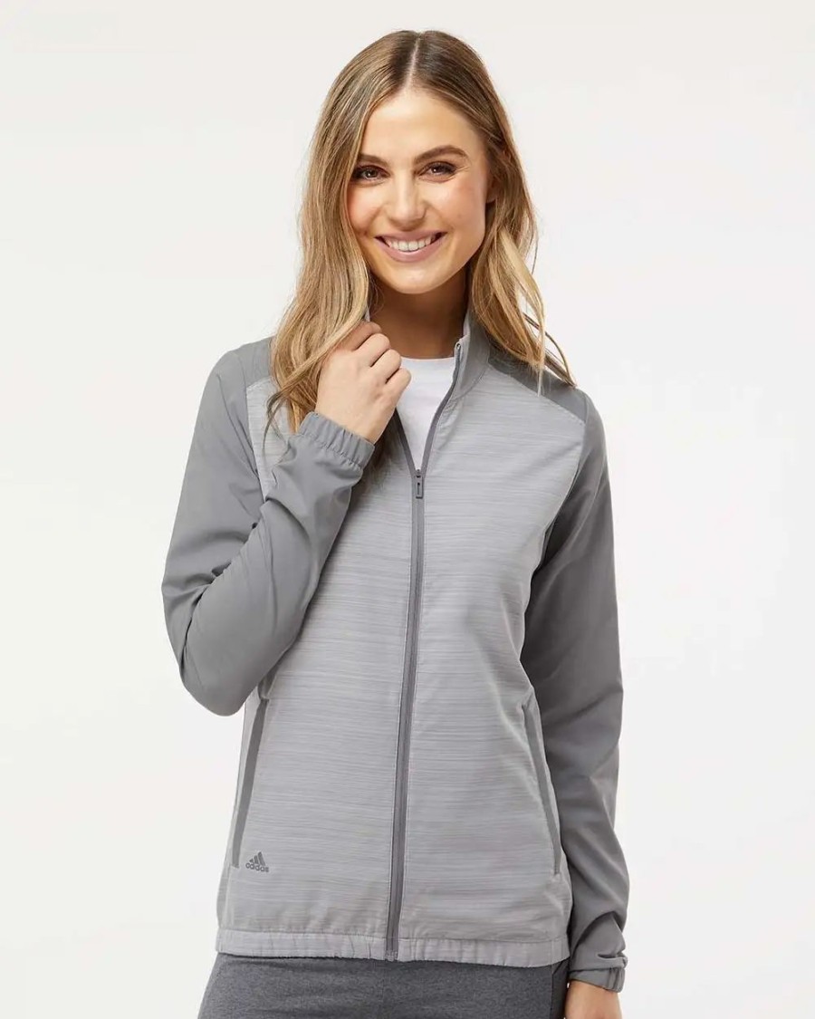 Jackets & Vests * Adidas Women'S Heather Block Full-Zip Wind Jacket