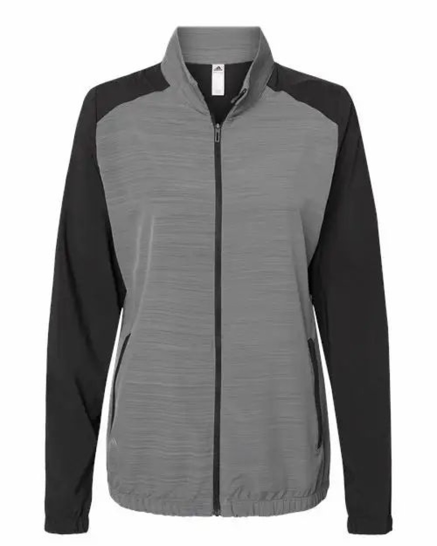 Jackets & Vests * Adidas Women'S Heather Block Full-Zip Wind Jacket