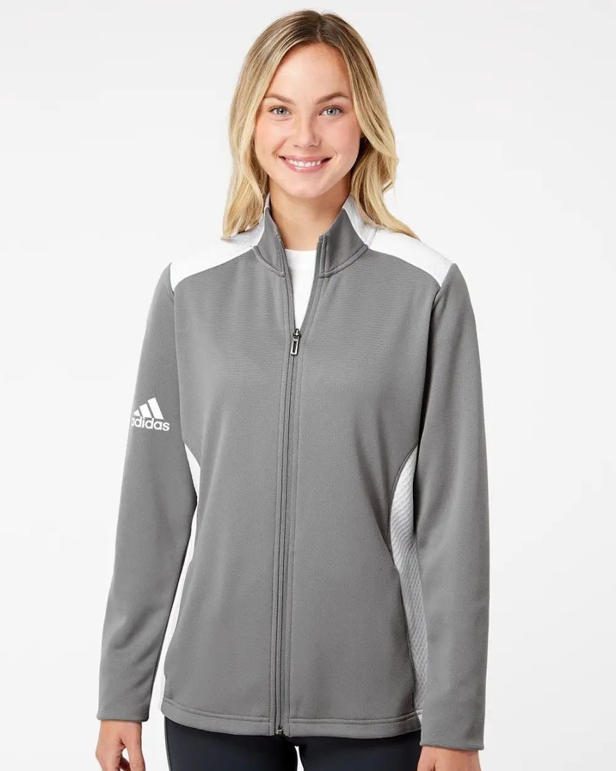 Jackets & Vests * Adidas Women'S Textured Mixed Media Full-Zip Jacket