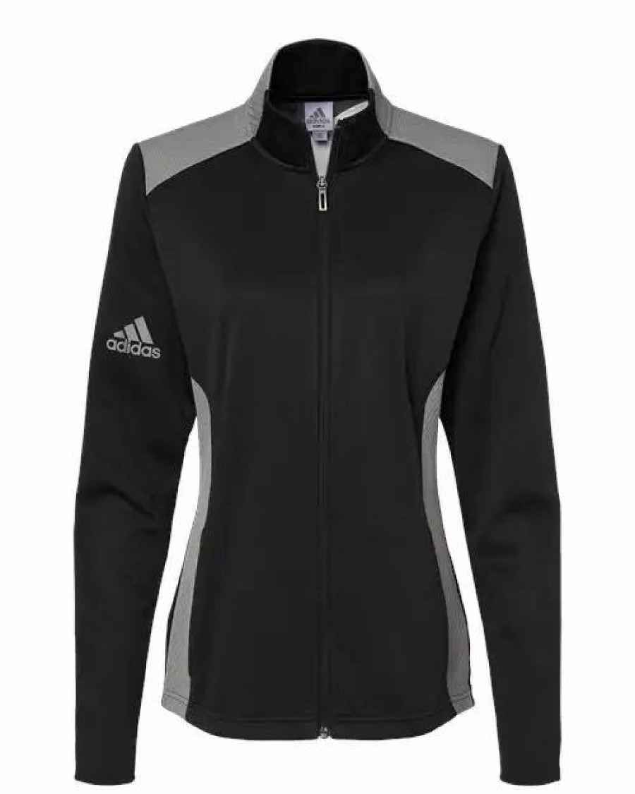 Jackets & Vests * Adidas Women'S Textured Mixed Media Full-Zip Jacket