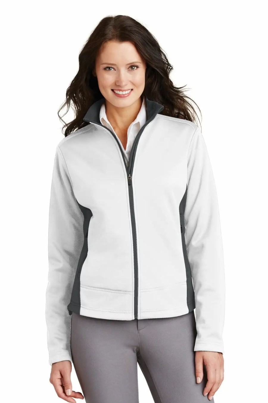 Jackets & Vests * Port Authority Ladies Two-Tone Soft Shell Jacket. L794 White/ Graphite