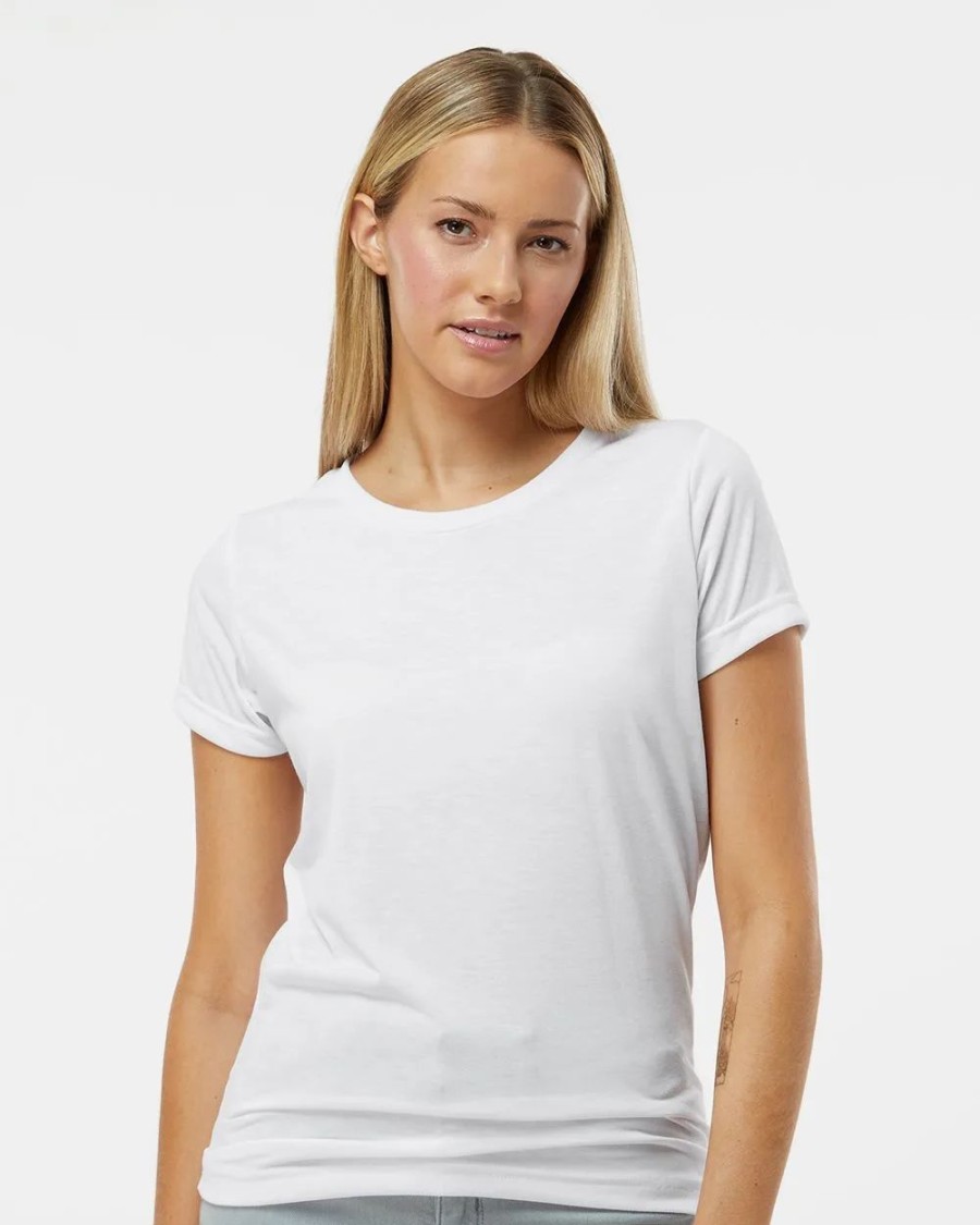 Shirts & Tops * Sublivie Women'S Polyester Sublimation Tee White