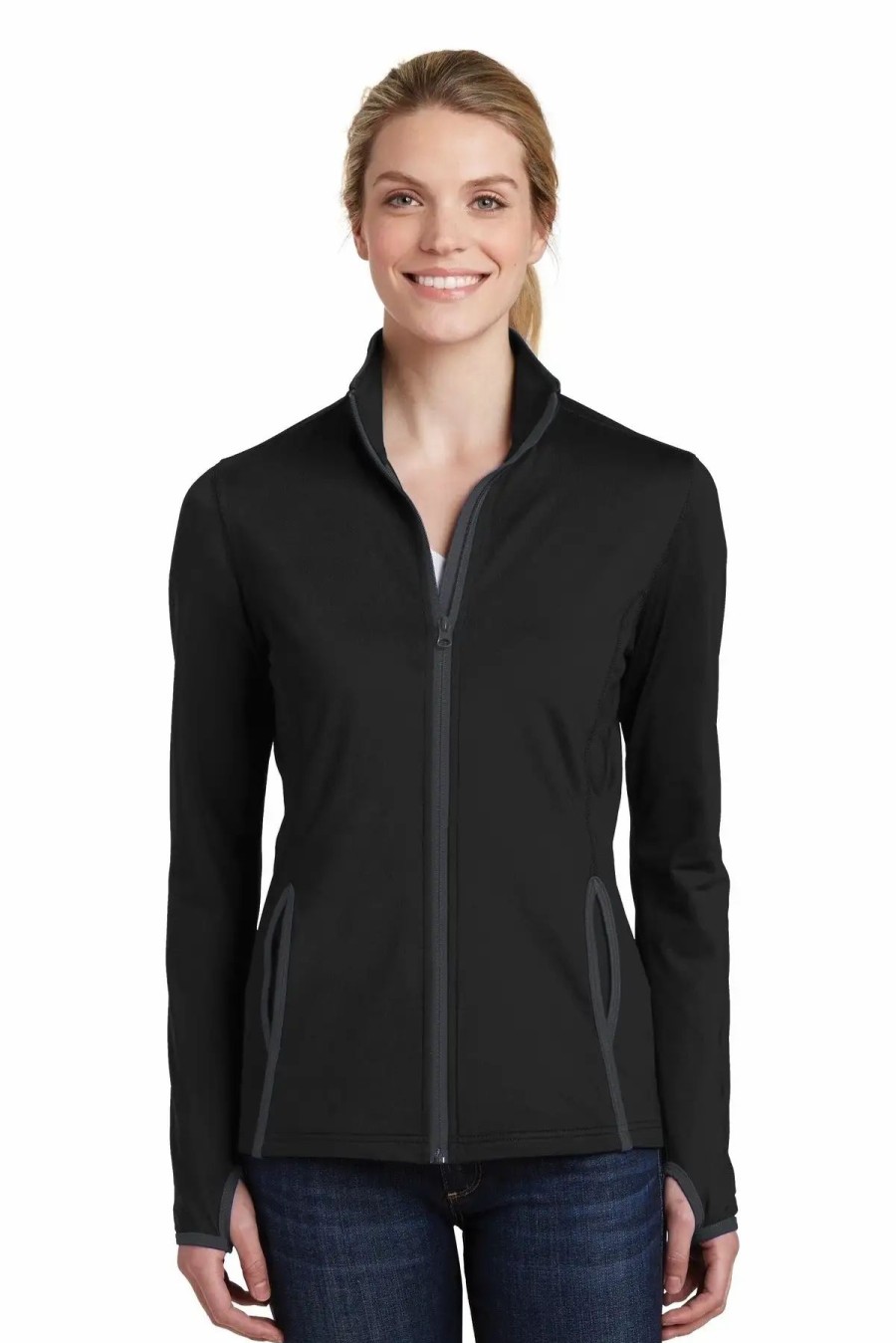 Jackets & Vests * Sport-Tek Women'S Sport-Wick Stretch Contrast Full-Zip Jacket