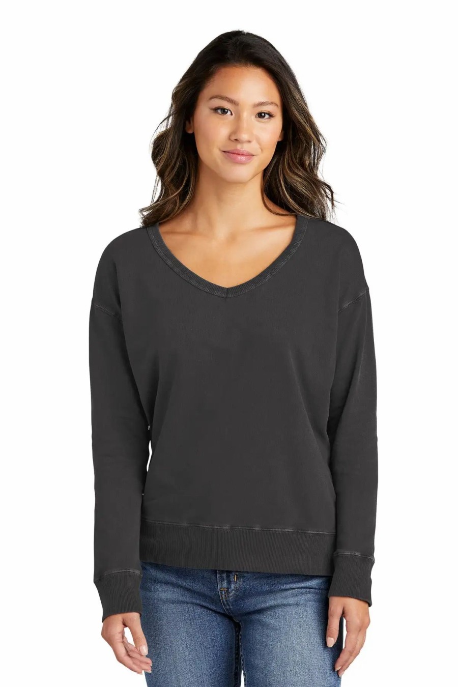 Sweatshirts & Fleece * Port & Company Ladies Beach Wash Garment-Dyed V-Neck Sweatshirt