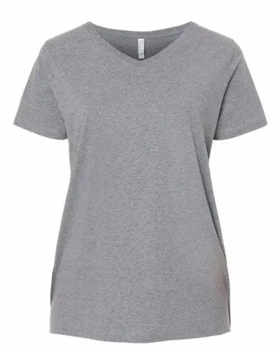 Shirts & Tops * Lat Curvy Collection Women'S Fine Jersey V-Neck Tee