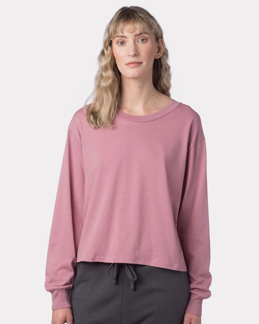 Shirts & Tops * Alternative Women'Scotton Jersey Long Sleeve Crop Tee