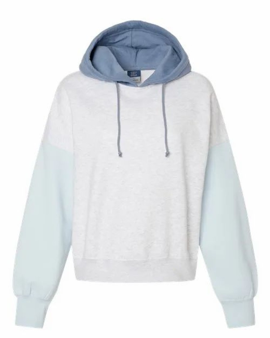 Sweatshirts & Fleece * Mv Sport Women'S Sueded Fleece Colorblocked Crop Hooded Sweatshirt