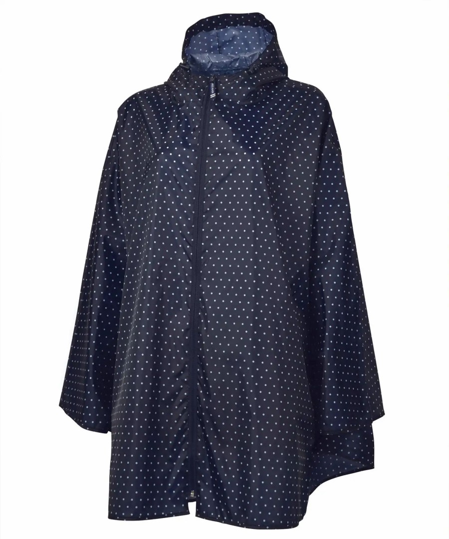 Jackets & Vests * Charles River Women'S Pack-N-Go Poncho Polka-Dot Navy/White