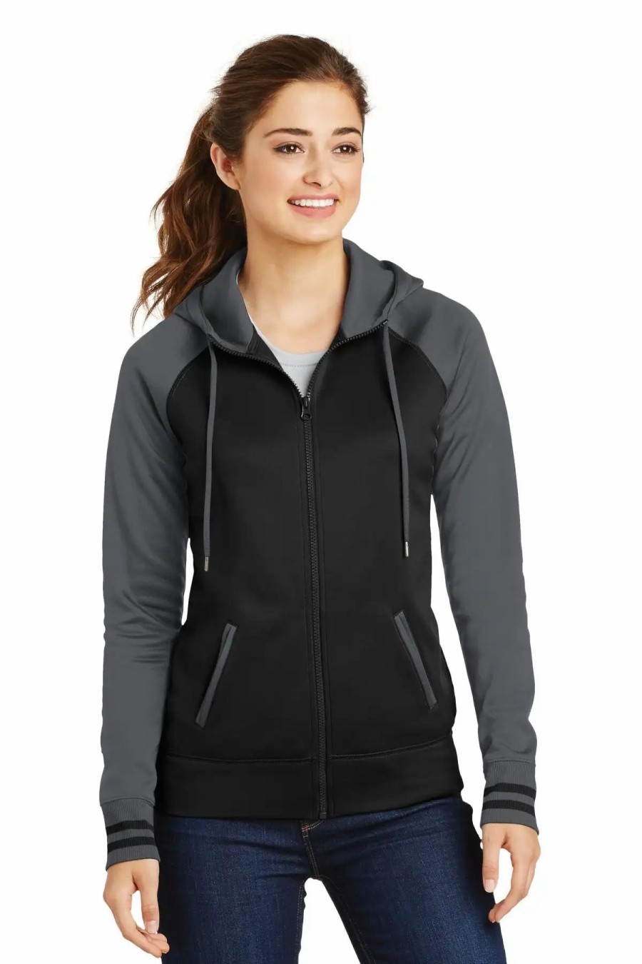 Jackets & Vests * Sport-Tek Women'S Sport-Wick Varsity Fleece Full-Zip Hooded Jacket. Lst236