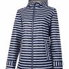 Jackets & Vests * Charles River Women'S N.E. Printed Rain Jacket Navy-White Stripe