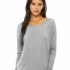 Shirts & Tops * Bella + Canvas Womena S Flowy 2 1 Ribbed Long Sleeve Tee