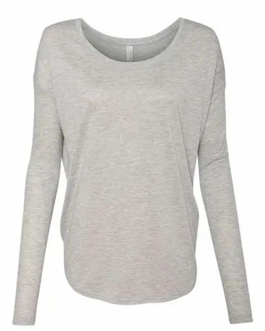 Shirts & Tops * Bella + Canvas Womena S Flowy 2 1 Ribbed Long Sleeve Tee